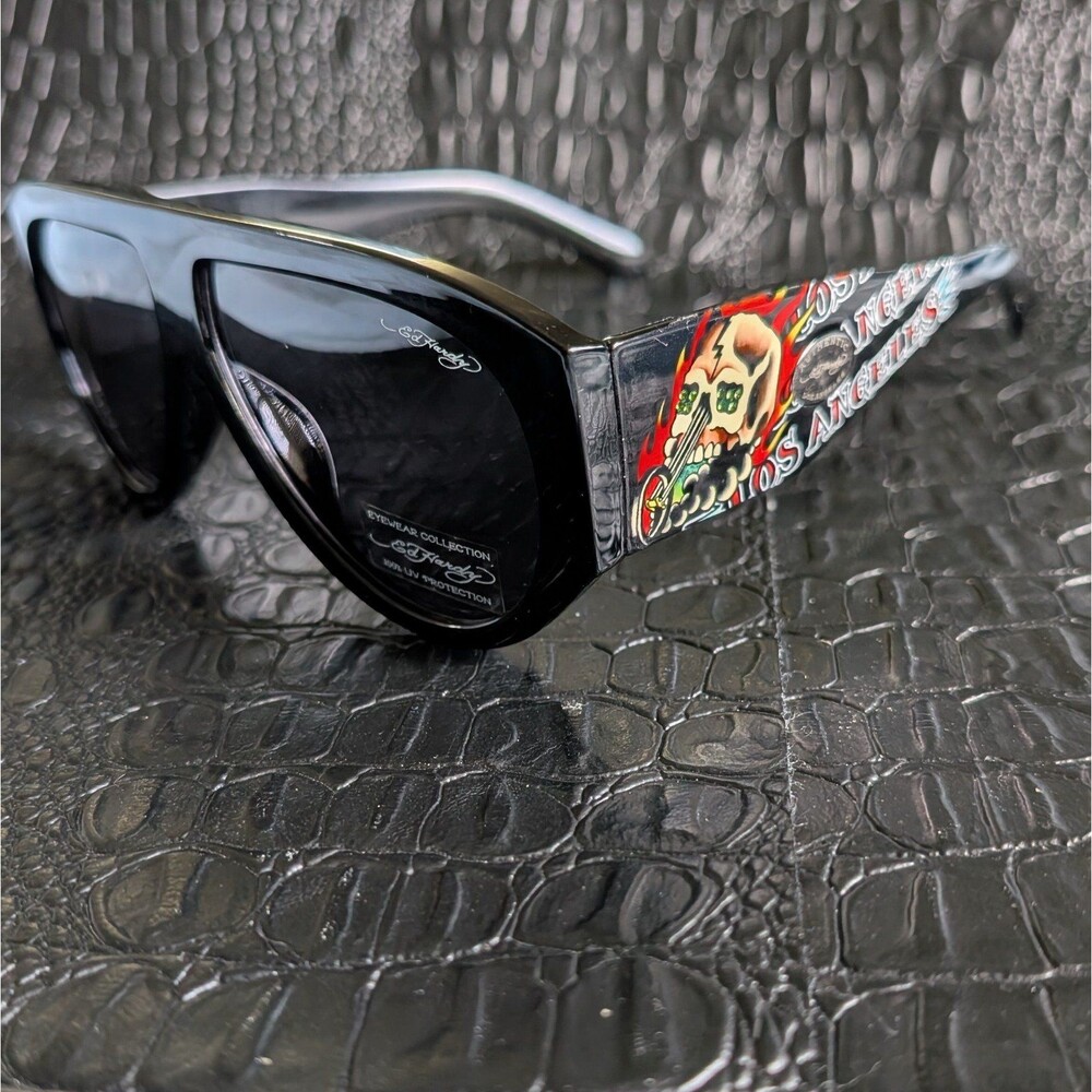 Ed Hardy Skull Cycle Los Angeles Tattoo Print Sunglasses NEW!